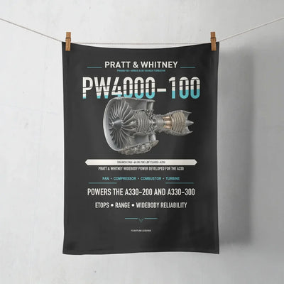 PW4000-100 design on black towel