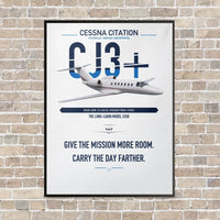 Thumbnail for Cessna Citation CJ3+ vertical canvas print - framed - white background