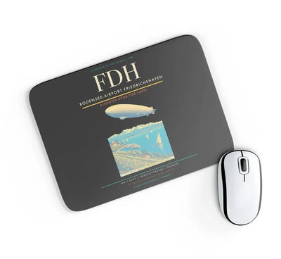Bodensee-Airport Friedrichshafen (FDH) design on black rectangle mouse pad