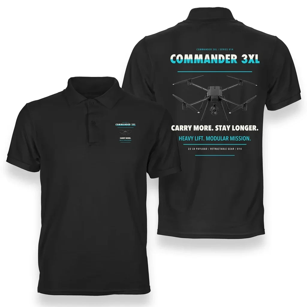 Draganfly Commander 3XL design on black polo