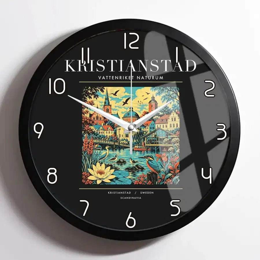 KRISTIANSTAD - Poster - Wall Clock Framed - Black