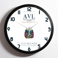 Thumbnail for Asheville Regional Airport (AVL) design on white framed wall clock