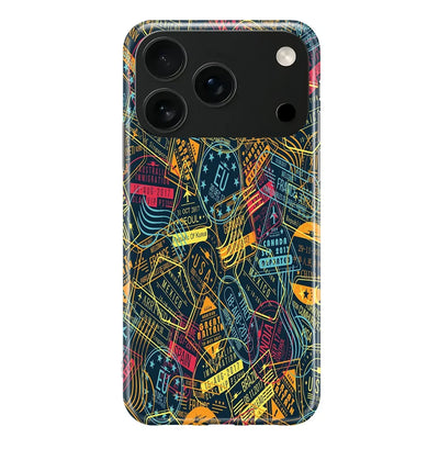 Dark Coloured Passport Stamps iPhone Case
