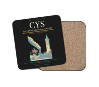 Thumbnail for Cheyenne Regional Airport (CYS) design on black 1 piece coaster