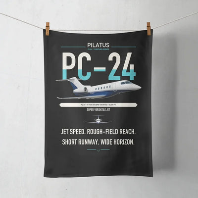 Pilatus PC-24 design on black towel