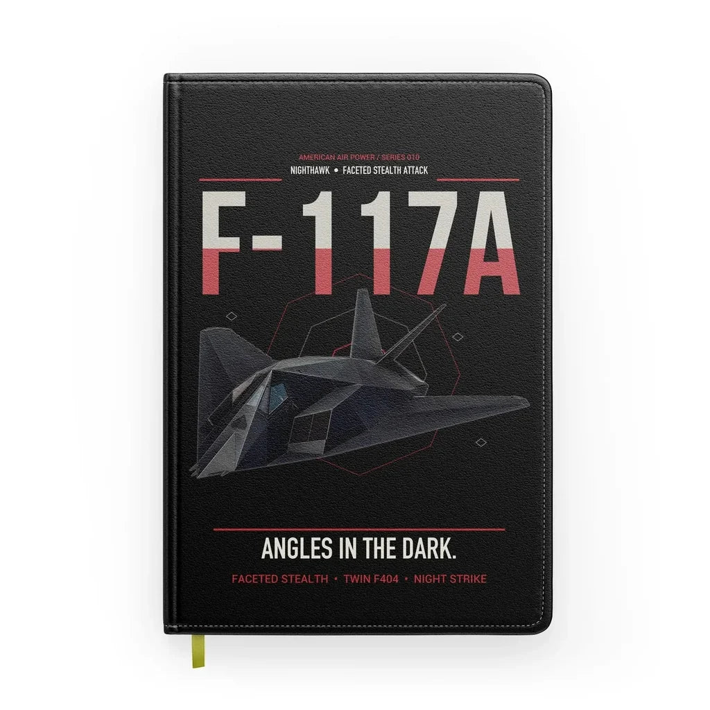 F-117A Nighthawk design on black notebook