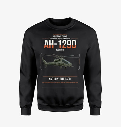 AgustaWestland AH-129D Mangusta design on black sweatshirt