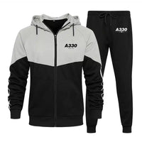 Thumbnail for Super Airbus A330 Zipped Hoodie - Colourful - Black