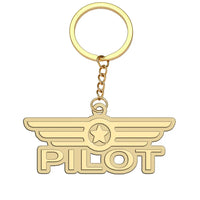 Thumbnail for Pilot aviation hollow key chain in polished alloy.