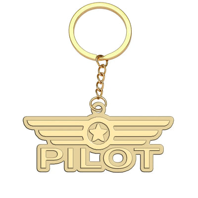 Pilot aviation hollow key chain in polished alloy.