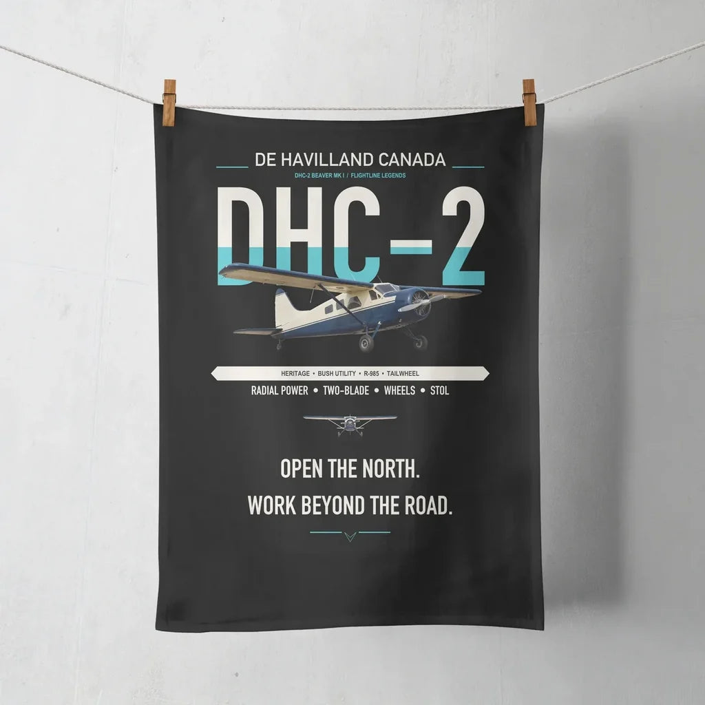 DHC-2 Beaver Mk I design on black towel