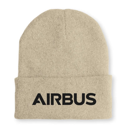 Airbus & Text Embroidered aviation embroidery on soft knit fabric beanie.