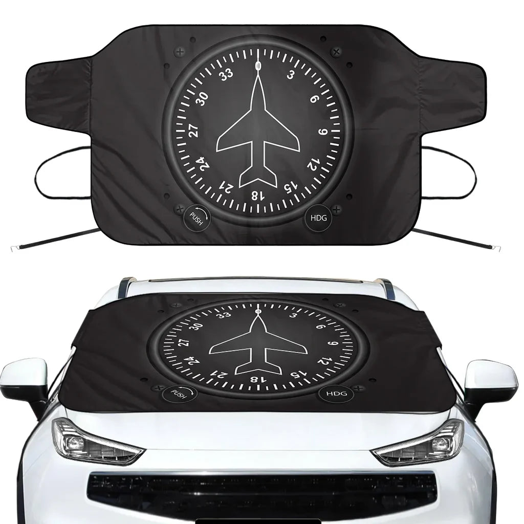 Airplane Instruments-Heading Car aviation design on car windshield cover.