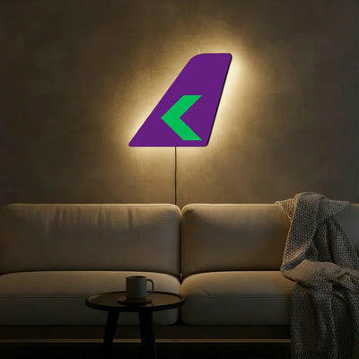 SKY Airline aviation design on durable metal with LED aircraft tail wall art.
