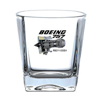 Thumbnail for Boeing 757 & Rolls Royce Engine (RB211) aviation design on whiskey glass, crystal-clear premium glassware.