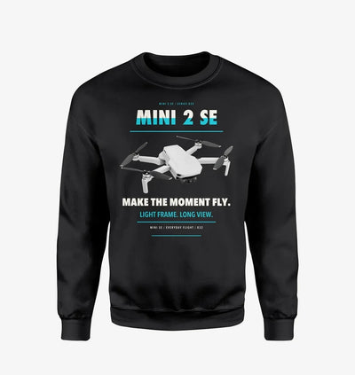 DJI Mini 2 SE design on black sweatshirt