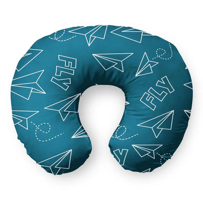 Paper Airplane & Fly Travel & Boppy aviation design on memory foam with soft cover travel pillow.