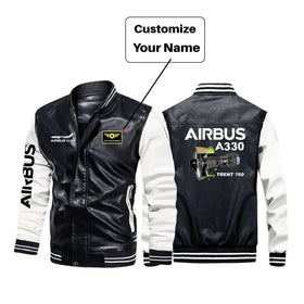 Airbus A330 & Trent 700 Engine Stylish Leather Bomber Jackets