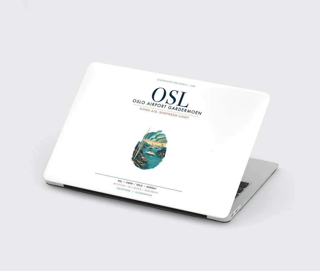 Oslo Airport Gardermoen (OSL) design on white MacBook case