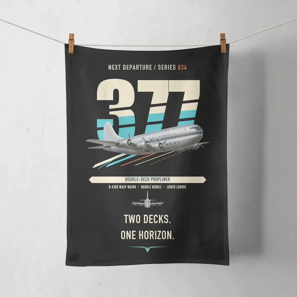 Boeing 377 Stratocruiser design on black towel