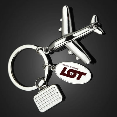 LOT Polish Airlines Suitcase aviation suitcase-shape key chain, durable metal alloy.