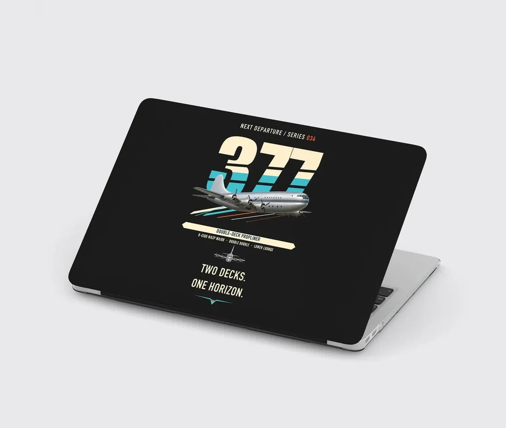 Boeing 377 Stratocruiser design on black MacBook case