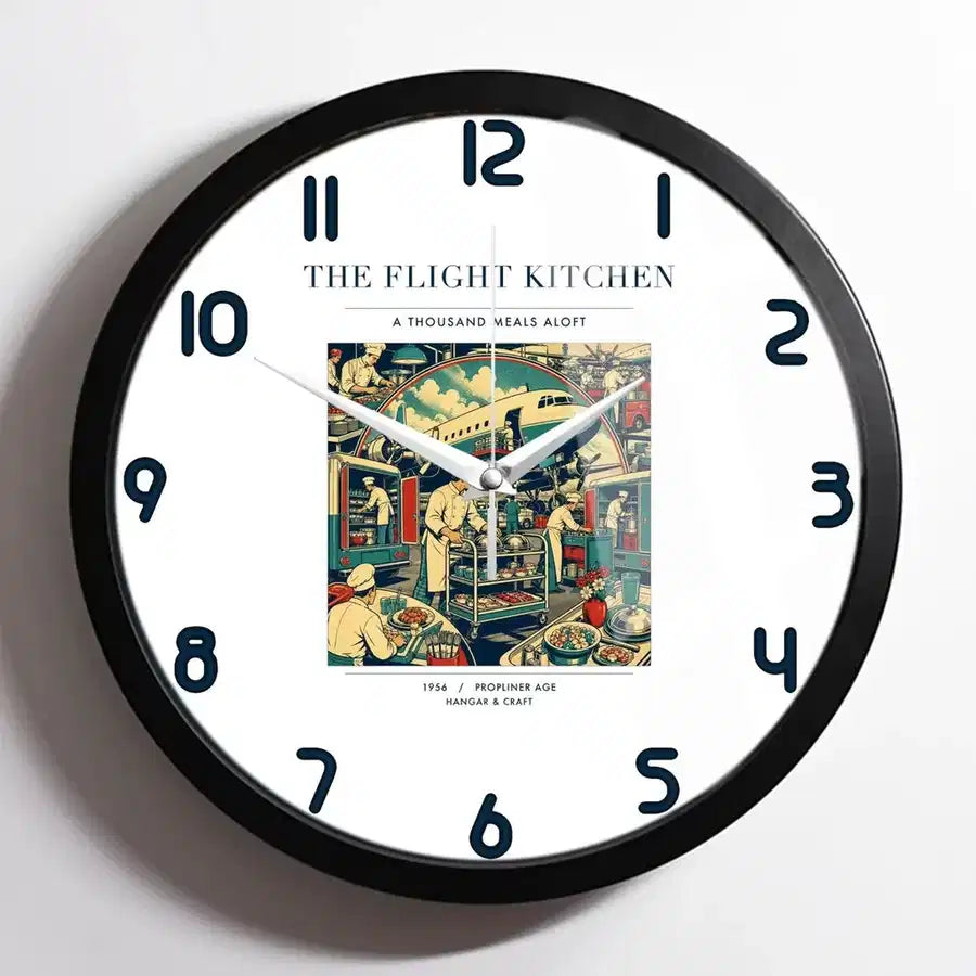 VINTAGE G4092 - The Flight Kitchen - Designed Wall Clocks design on white framed