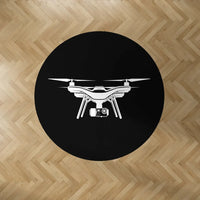 Thumbnail for Drone Silhouette Carpet & Floor Mats (Round) aviation design on durable carpet pile with non-slip backing round carpet floor.