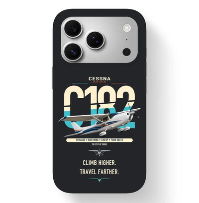 Cessna 182 Skylane design on black magsafe iphone case, for iPhone 17 Pro