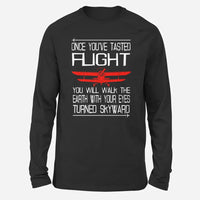 Thumbnail for Once You've Tasted Flight Long-Sleeve aviation design printed on soft cotton long-sleeve T-shirt.