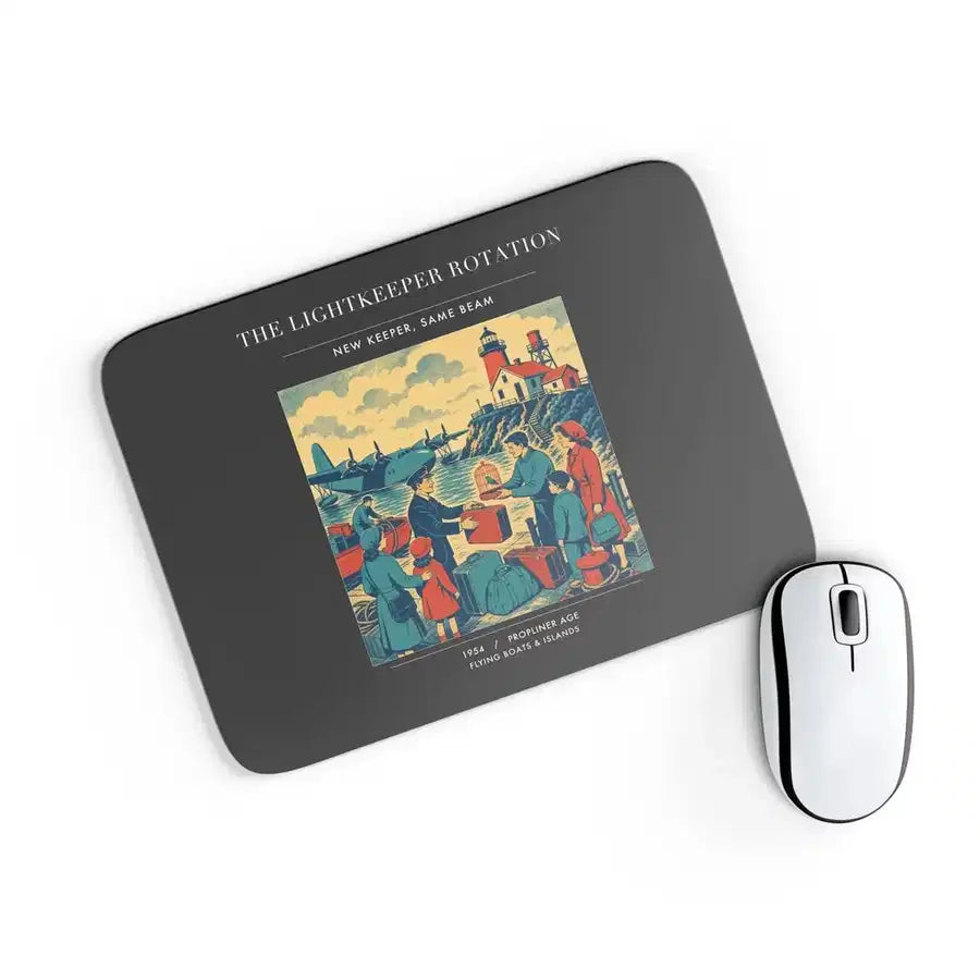 VINTAGE G4418 - The Lightkeeper Rotation - Designed Mouse Pads design on black rectangle