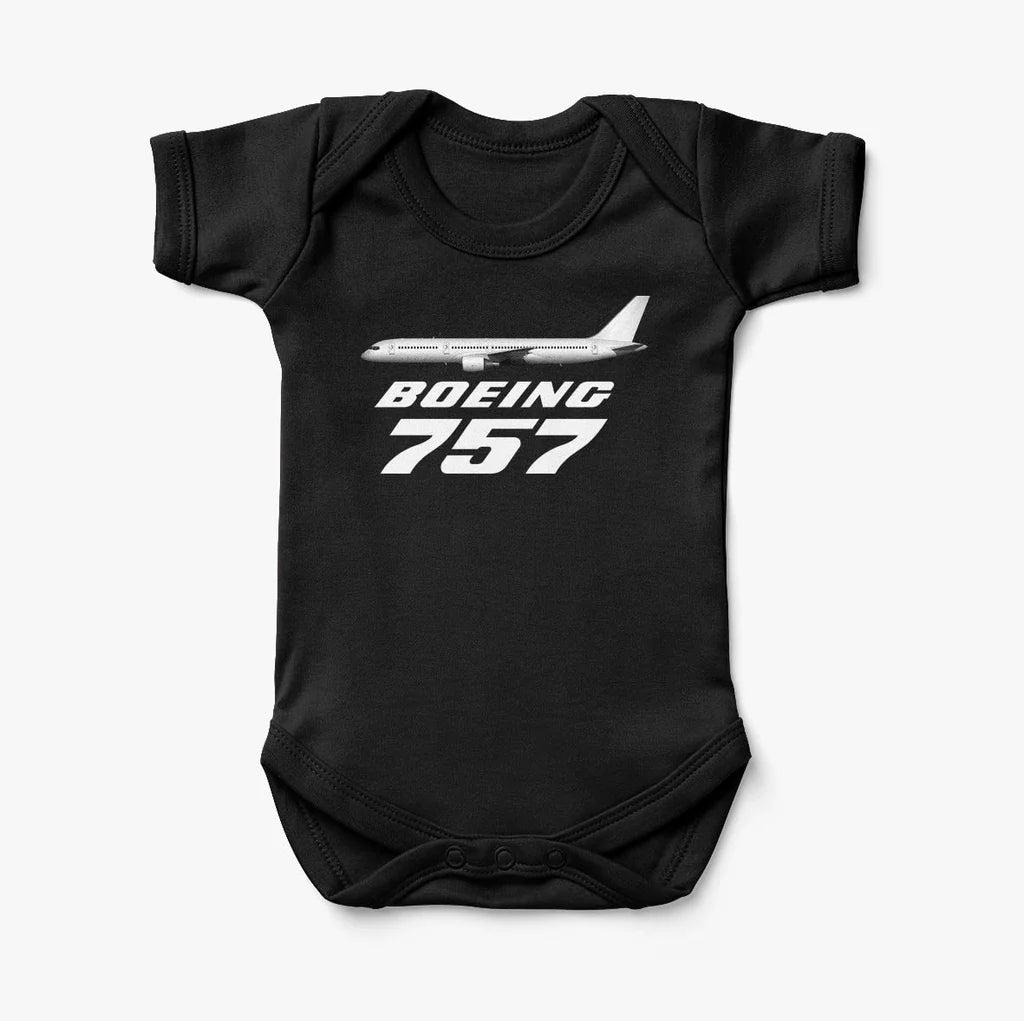 The Boeing 757 aviation print on kids gentle cotton bodysuit.