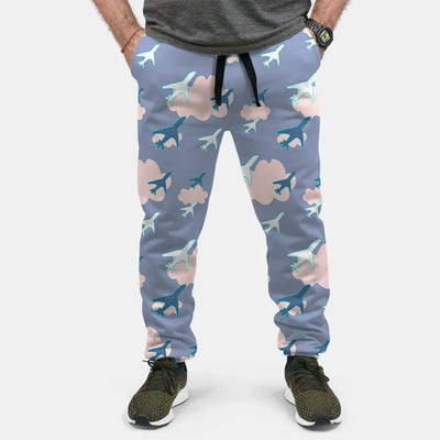 Cool & Super Airplanes (Vol2) aviation design on soft cotton blend 3D-printed sweatpants.