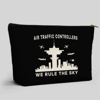 Thumbnail for Air Traffic Controllers - We Rule The Sky aviation print zipper pouch, durable polyester.