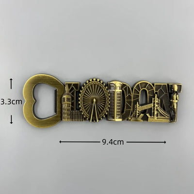London Landmark Bottle Opener 3D Metal Fridge aviation design 3D metal magnet sticker in 3D metal with magnetic back.