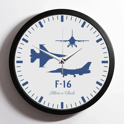 Fighting Falcon F-16 (Special) aviation design on premium wood and metal wall clock.