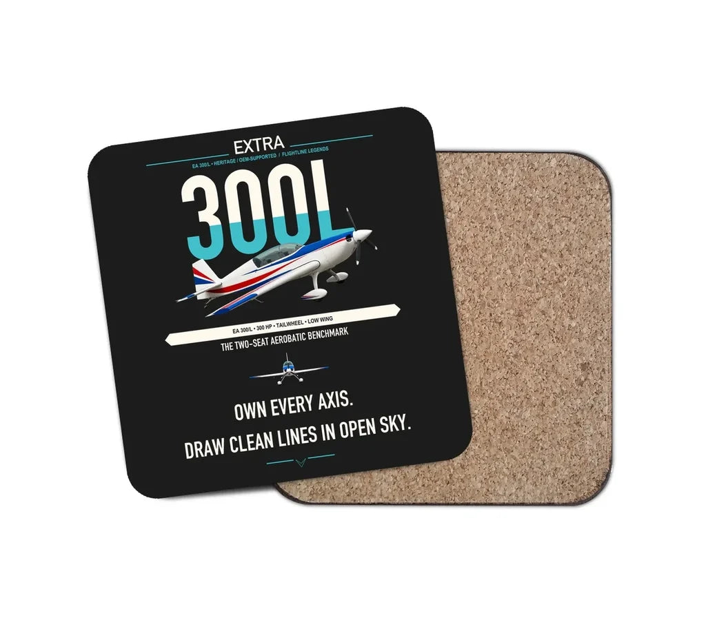 Extra 300L design on black 1 piece coaster