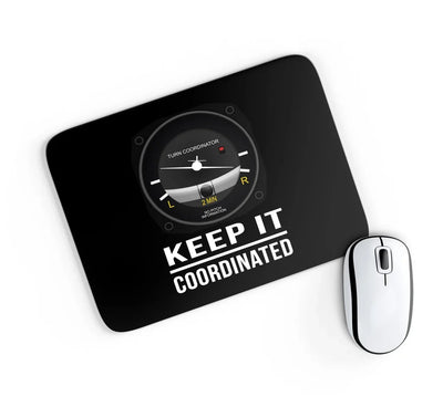 Keep It Coordinated aviation design on neoprene with anti-slip base mouse pad.