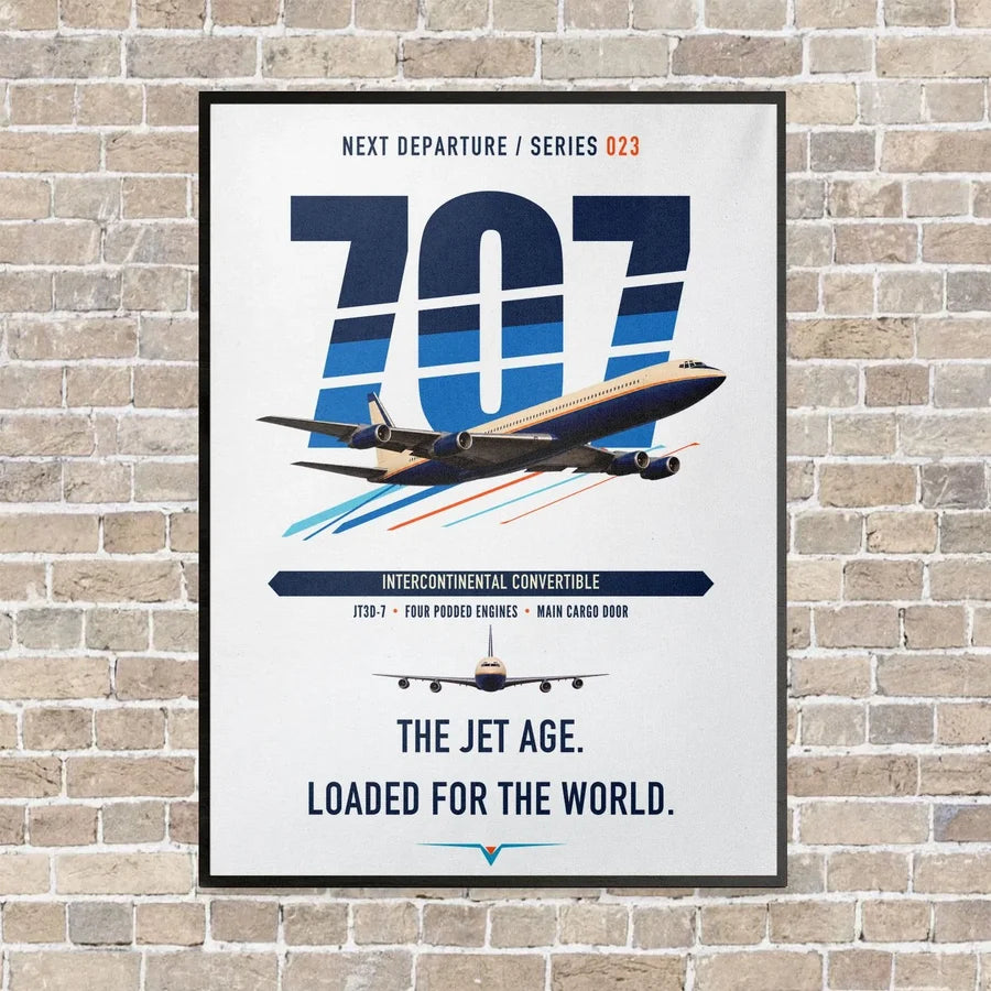 Boeing 707-320C vertical canvas print - framed - white background