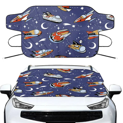 Spaceship & Stars Car aviation design on car windshield cover.