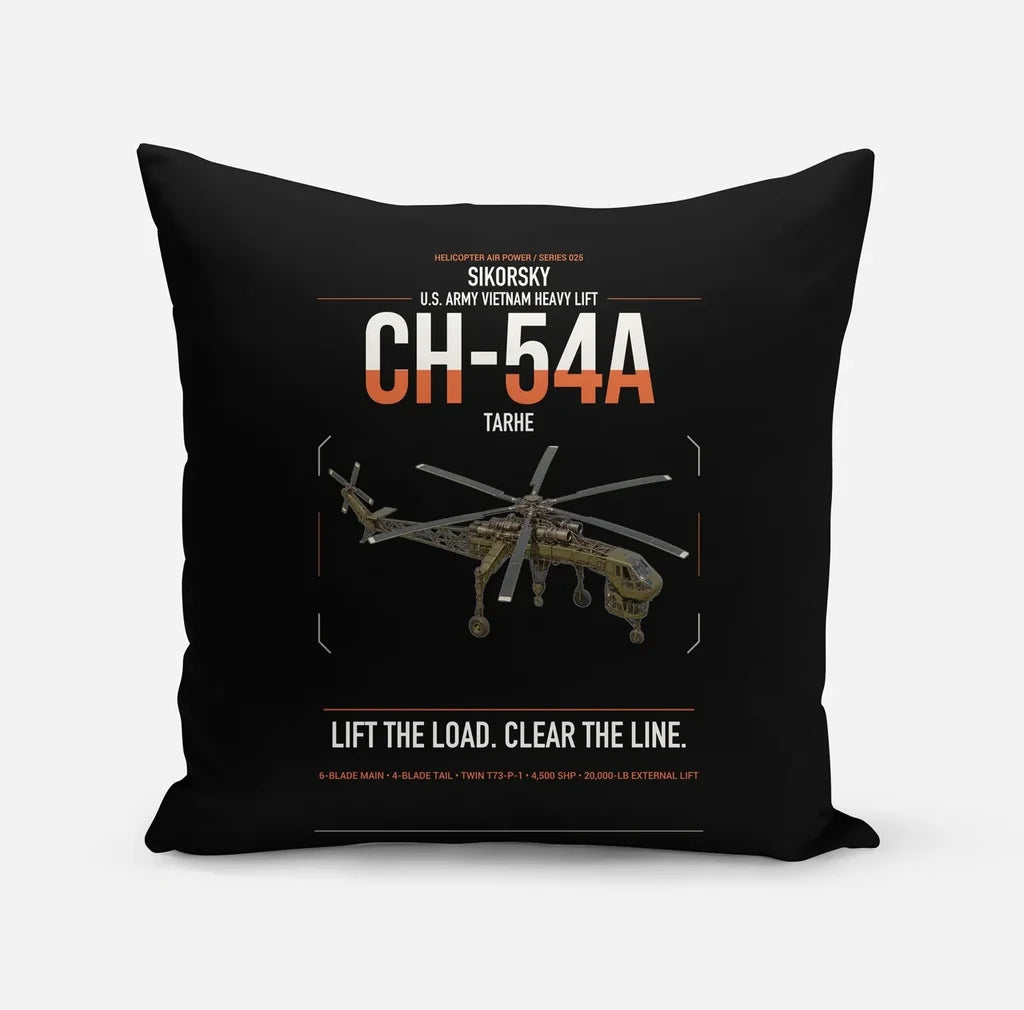 Sikorsky CH-54A Tarhe design on black pillow