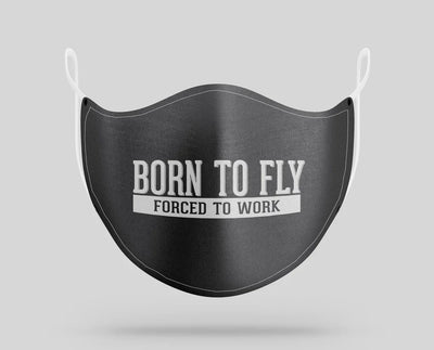 Born to Fly Forced To Work aviation face mask in breathable cotton blend.