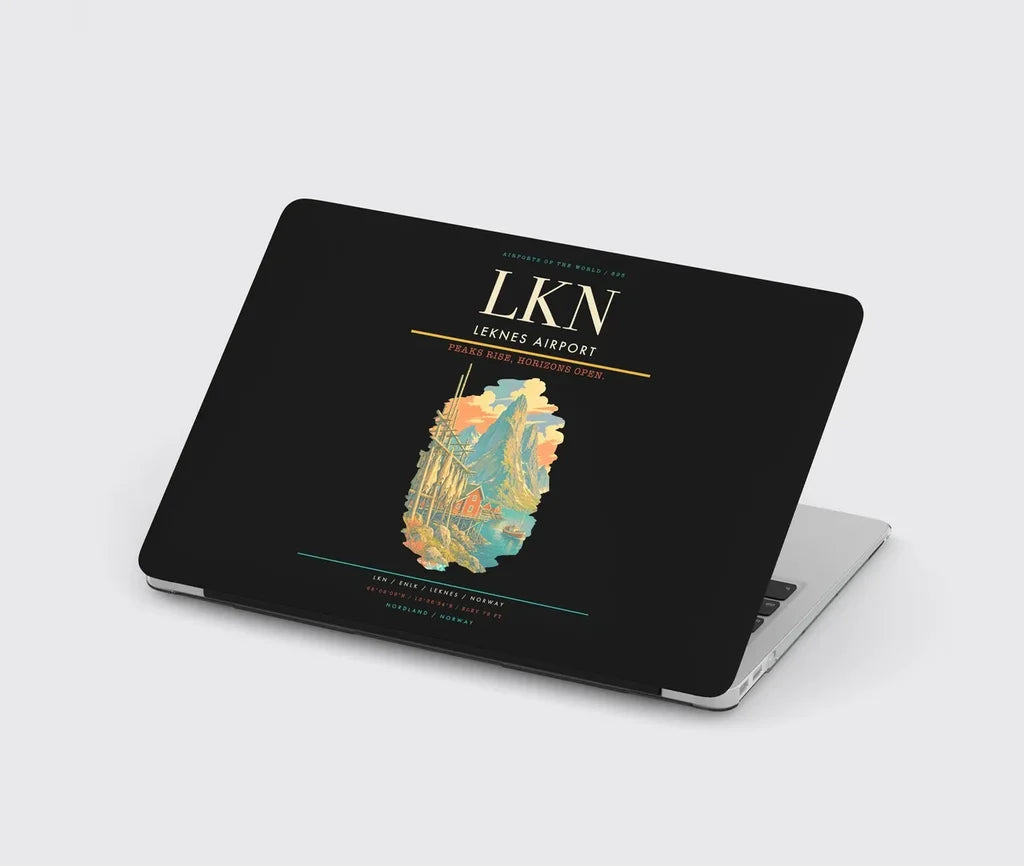 Leknes Airport (LKN) design on black MacBook case