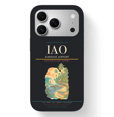 Del Carmen Airport (IAO) design on black iPhone 17 Pro MagSafe case