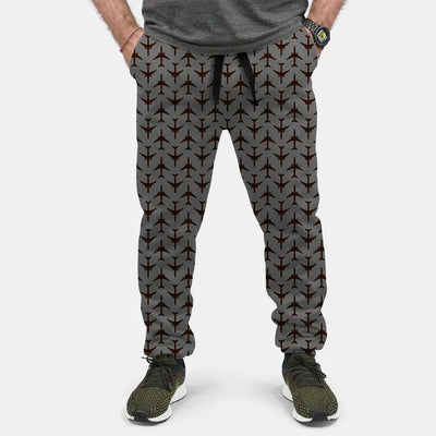 Perfectly Sized Seamless Airplanes Gray aviation design on soft cotton blend 3D-printed sweatpants.