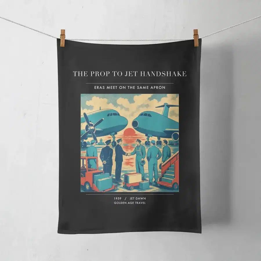 VINTAGE G4385 - The Prop To Jet Handshake - Designed Towels design on black