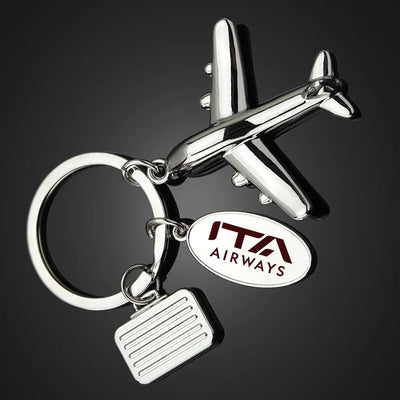 ITA Airways ITARROW Airlines Suitcase aviation suitcase-shape key chain, durable metal alloy.
