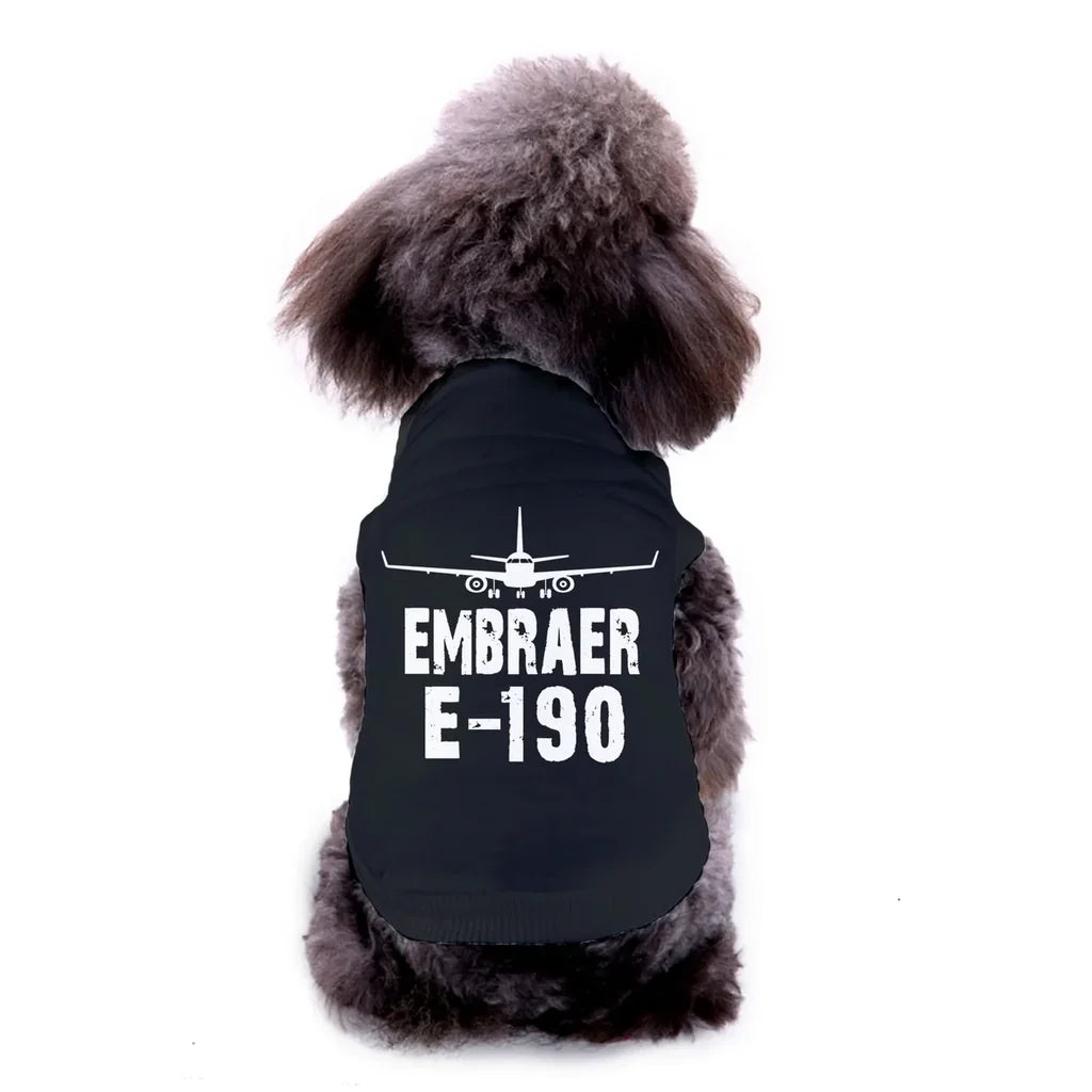 Pet vest with Embraer E-190 & Plane Dog Pet aviation design, quilted insulated panel.