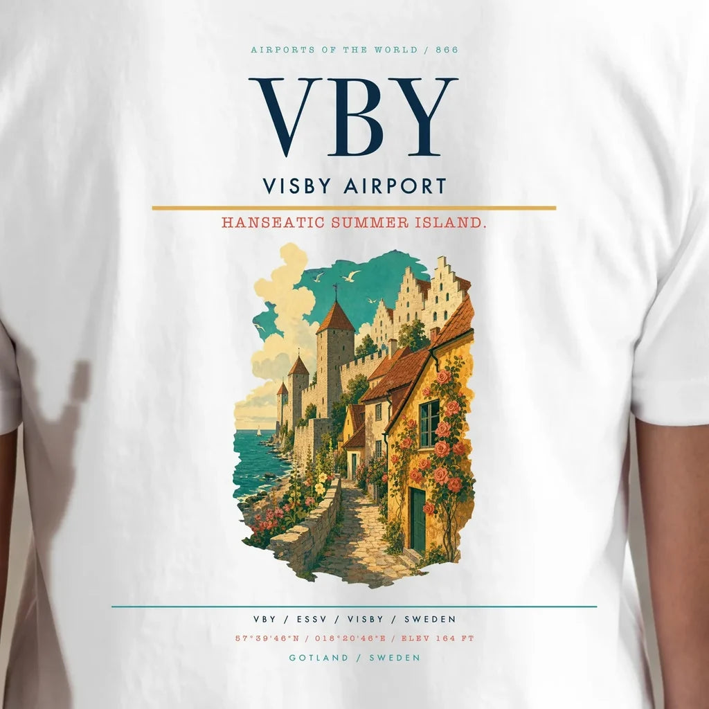 Visby Airport (VBY) double-side t-shirt design close-up cover