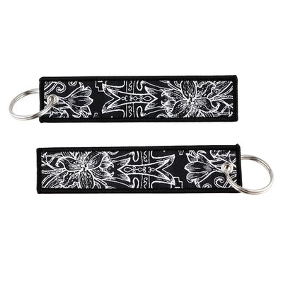 Gothic Dark Floral aviation fashion key chain in polished metal.